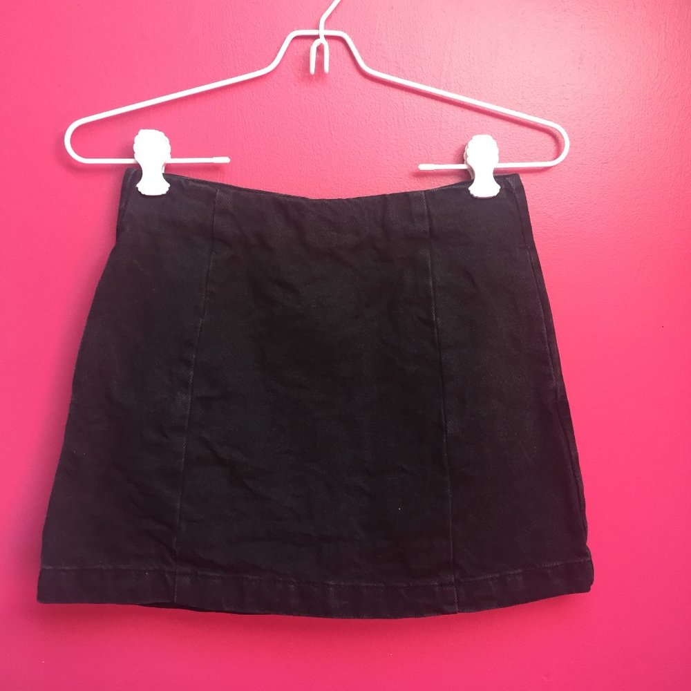 Topshop Petite Black Denim Mini Skirt
